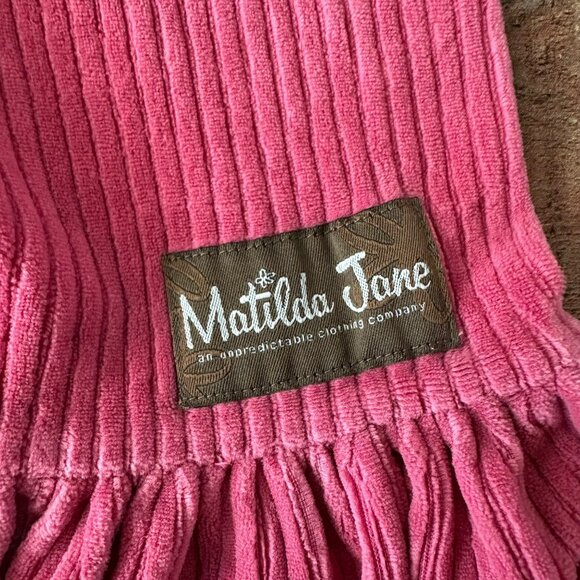 Matilda Jane Girls 2 Fruit Basket Big Ruffles Pink Corduroy Ribbed Knit Pants - Picture 6 of 8